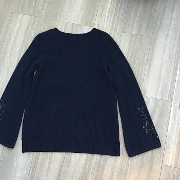 Charter Club Luxury 100% Cashmere Navy Blue Sweater Size XS Star Bell Sl… - Picture 5 of 7